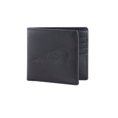 Leather Bi-Fold Wallet with Embossed Logo, Black
