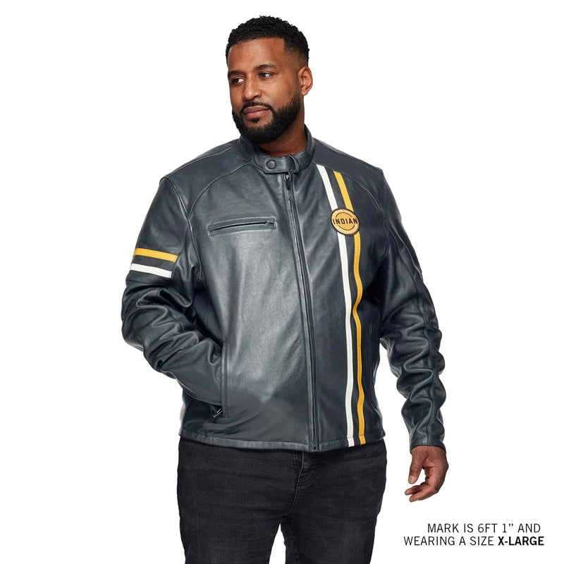 Men s Cafe Leather Jacket Black Indian Motorcycle Australia