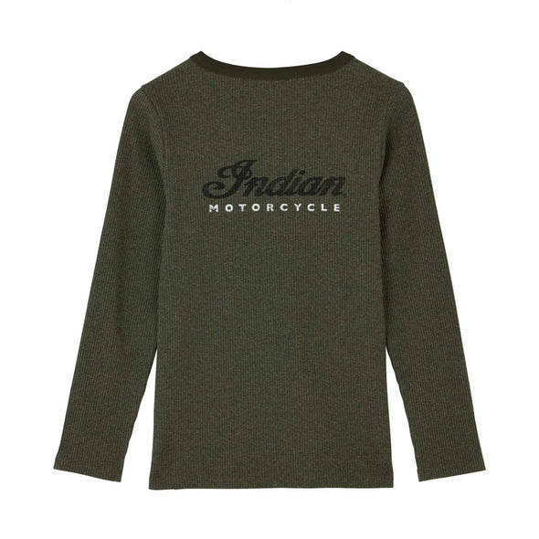 Women's Marl Script Henley Long Sleeve T-Shirt - Khaki