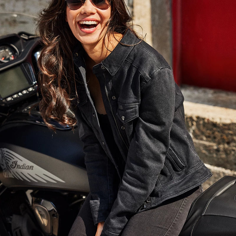 Women's Alex Denim Jacket - Black – Indian Motorcycle Australia Women's Alex Denim Jacket - Black – Indian Motorcycle Australia