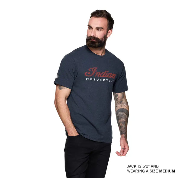 Men's 2 Color Script Logo T-Shirt, Navy