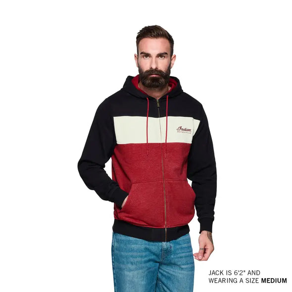Men's Script Logo Colorblock Hoodie, Red