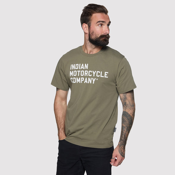 Mens Indian Company Logo Tee, Green