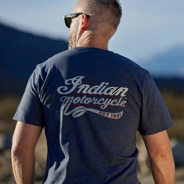 Men's Mixed Embroidery Print T-Shirt - Blue