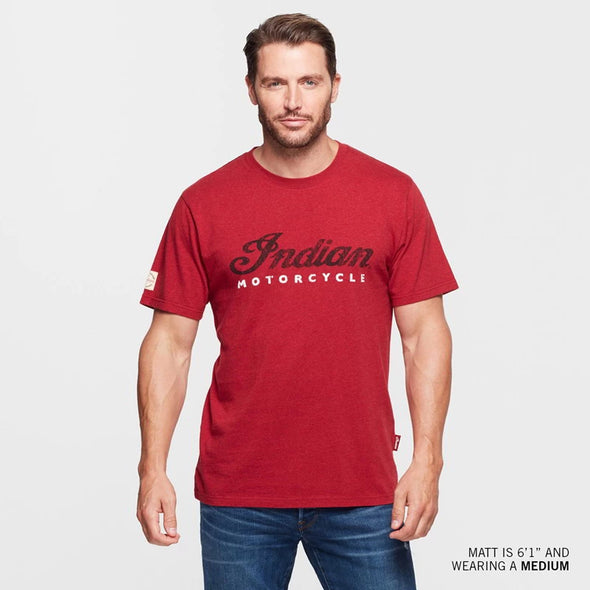 Men's Red Marl Script Logo T-Shirt - Red