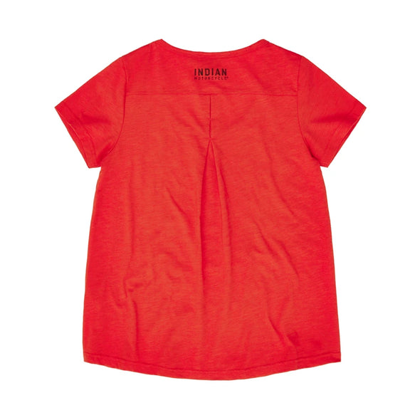 WOMENS BACK PLEAT TEE, RED SIZE S