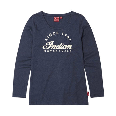Women's Embroidered Script Long Sleeve Tee, Navy