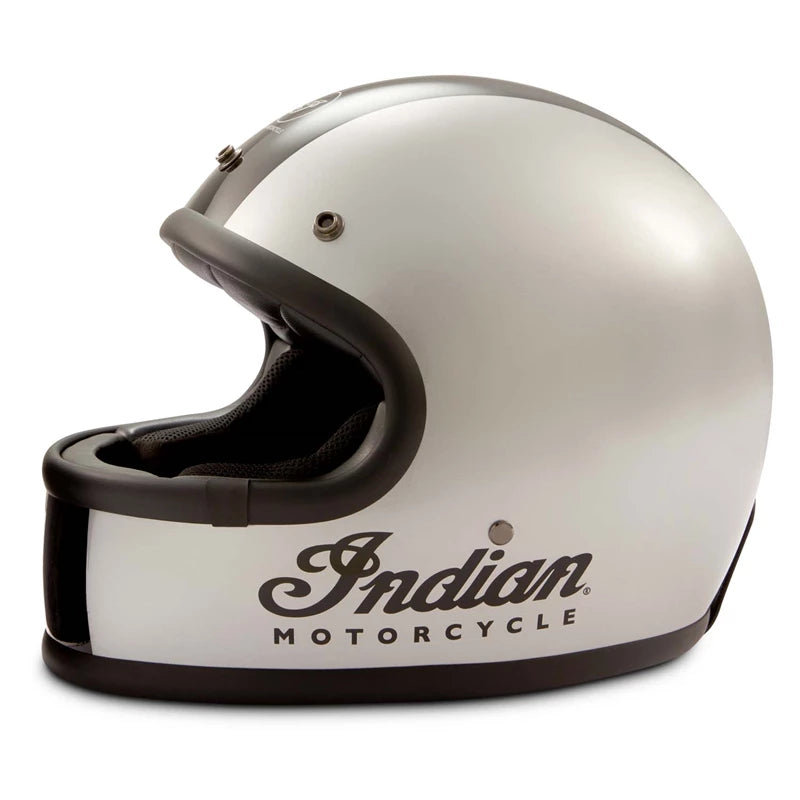 classic motorcycle helmets australia Gloss Stripe Retro Full Face Helmet, Silver – Indian Motorcycle Australia