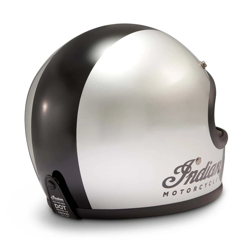classic motorcycle helmets australia Gloss Stripe Retro Full Face Helmet, Silver – Indian Motorcycle Australia