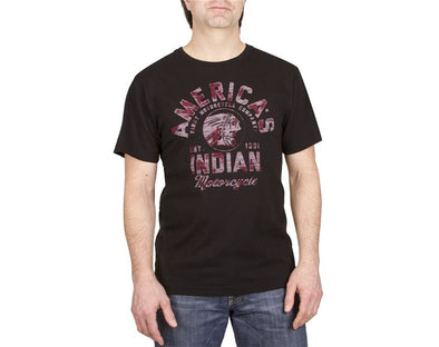 Men's T-Shirt with Vintage America's Logo - Black Size S