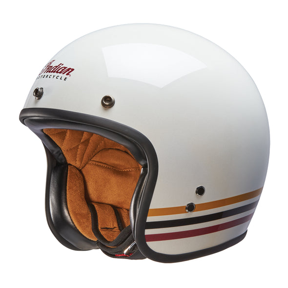 Open Face Retro Helmet with Stripes, White by Indian Motorcycle®