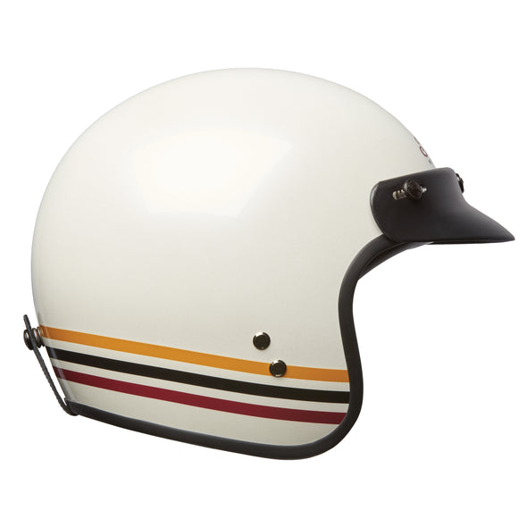 Open Face Retro Helmet with Stripes, White by Indian Motorcycle®