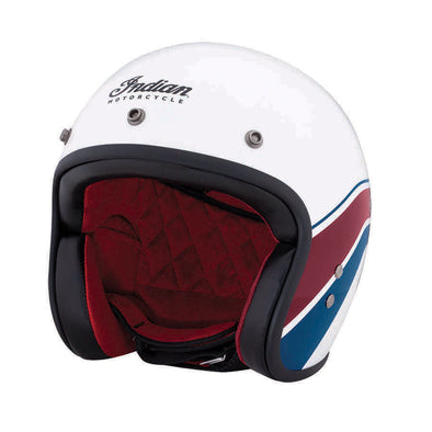 Retro Open Face Helmet with Stripe and Checker S X1 LEFT