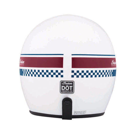 Retro Open Face Helmet with Stripe and Checker S