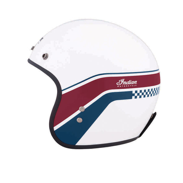 Retro Open Face Helmet with Stripe and Checker S