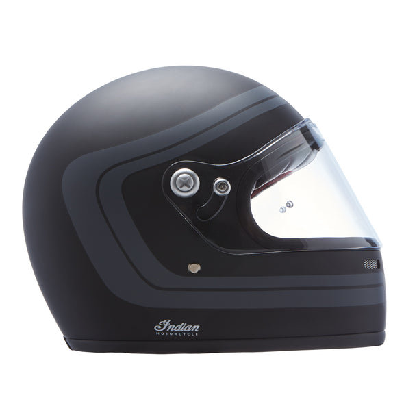 Full Face Retro Helmet with Matte Stripes -Black