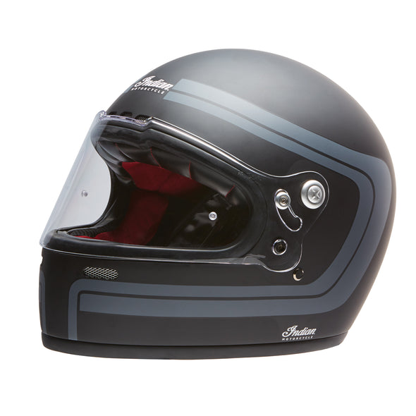 Full Face Retro Helmet with Matte Stripes -Black