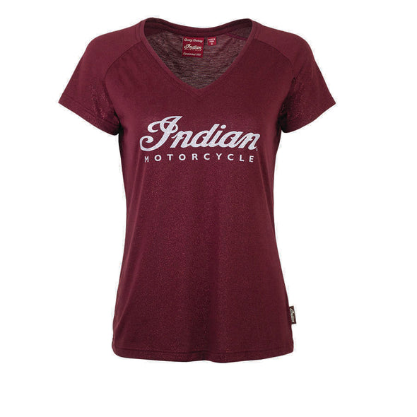 Women's Script Logo Sparkle T-Shirt -Port