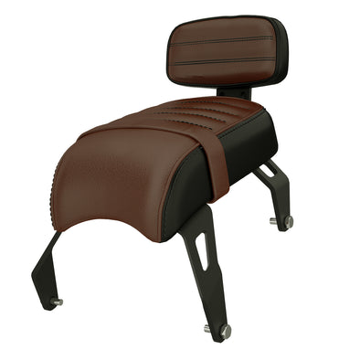 Genuine Leather Passenger Seat with Sissy Bar -Brown