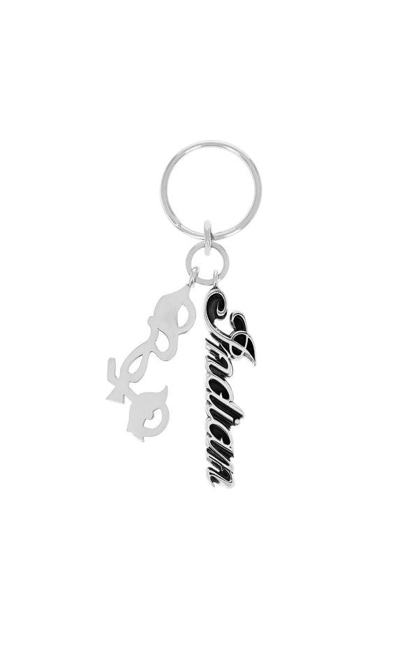 Indian Script Logo Key Fob with Large Motorcycle Charm